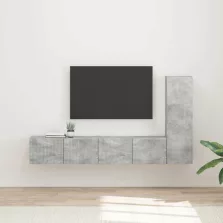 vidaXL TV szekrény garnitúra 3 pcs Beton Szürke Faanyag