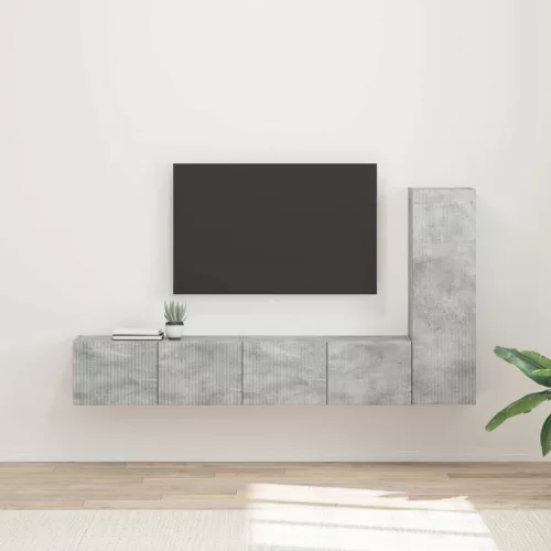 vidaXL TV szekrény garnitúra 3 pcs Beton Szürke Faanyag