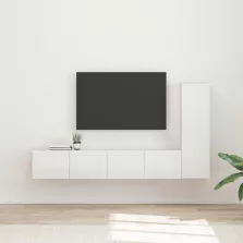   vidaXL TV szekrény garnitúra 3 pcs Magas Fényű Fehér Faanyag
