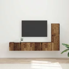   vidaXL TV szekrény garnitúra Falra szerelhető 3 pcs Öreg fa Faanyag