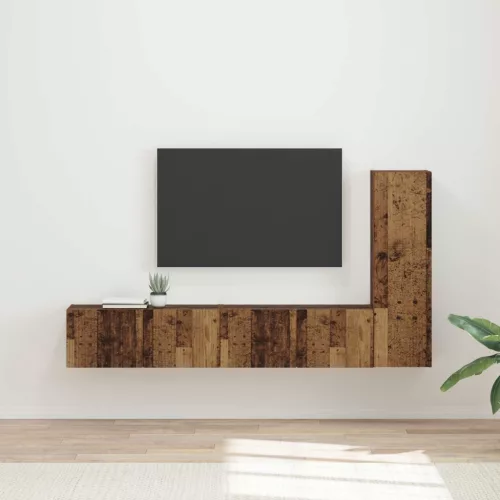 vidaXL TV szekrény garnitúra Falra szerelhető 3 pcs Öreg fa Faanyag