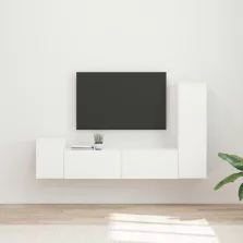  vidaXL TV szekrény garnitúra Falra szerelhető 4 pcs Fehér Faanyag