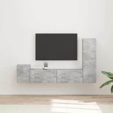 vidaXL TV szekrény garnitúra 4 pcs Beton Szürke Faanyag