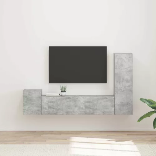 vidaXL TV szekrény garnitúra 4 pcs Beton Szürke Faanyag