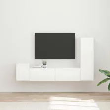   vidaXL TV szekrény garnitúra 4 pcs Magas Fényű Fehér Faanyag