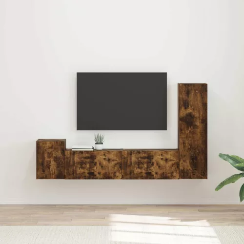vidaXL TV szekrény garnitúra 4 pcs Füstölt tölgy Faanyag