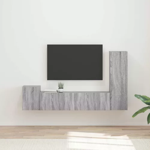 vidaXL TV szekrény garnitúra 4 pcs Szürke Sonoma Faanyag