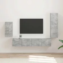 vidaXL TV szekrény garnitúra 4 pcs Beton Szürke Faanyag
