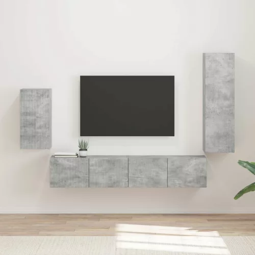 vidaXL TV szekrény garnitúra 4 pcs Beton Szürke Faanyag