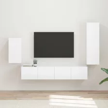   vidaXL TV szekrény garnitúra 4 pcs Magas Fényű Fehér Faanyag