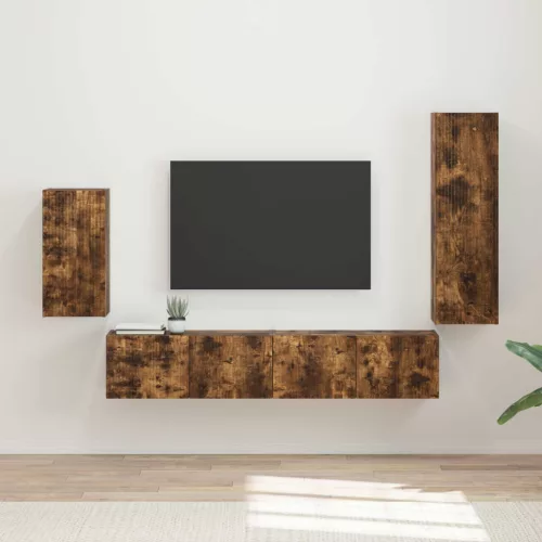 vidaXL TV szekrény garnitúra 4 pcs Füstölt tölgy Faanyag