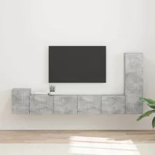 vidaXL TV szekrény garnitúra 3 pcs Beton Szürke Faanyag