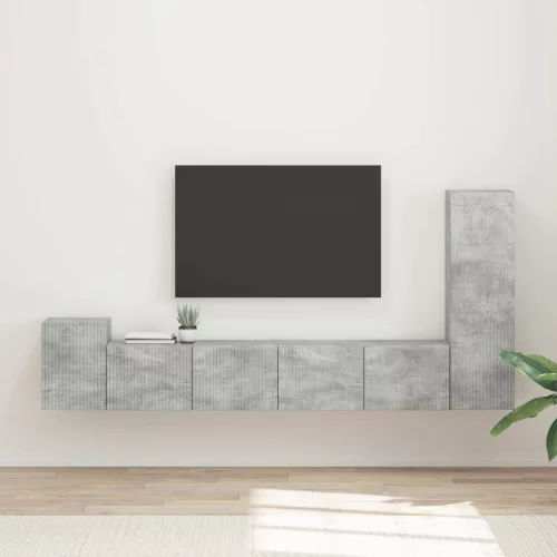vidaXL TV szekrény garnitúra 3 pcs Beton Szürke Faanyag