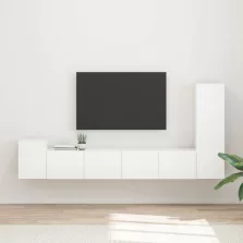   vidaXL TV szekrény garnitúra 3 pcs Magas Fényű Fehér Faanyag