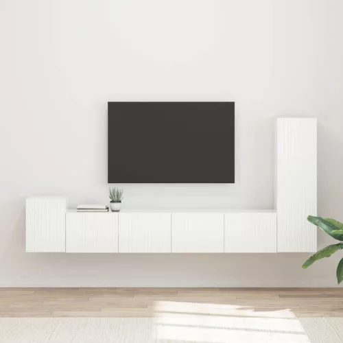 vidaXL TV szekrény garnitúra 3 pcs Magas Fényű Fehér Faanyag
