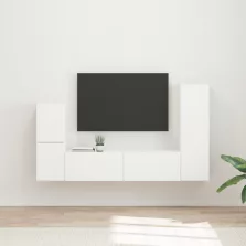   vidaXL TV szekrény garnitúra Falra szerelhető 4 pcs Fehér Faanyag