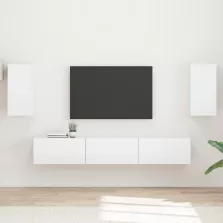   vidaXL TV szekrény garnitúra 5 pcs Magas Fényű Fehér Faanyag