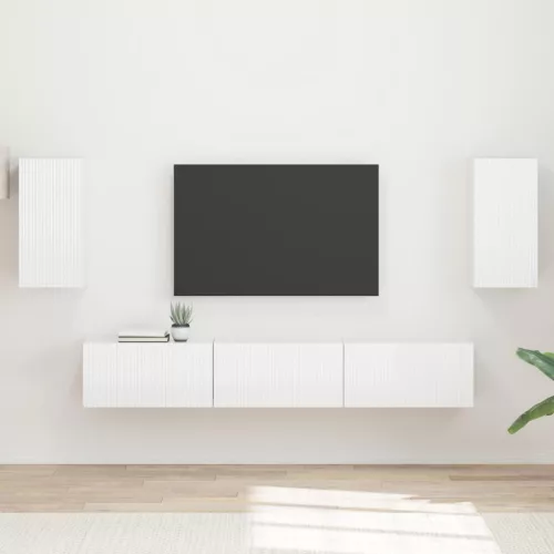 vidaXL TV szekrény garnitúra 5 pcs Magas Fényű Fehér Faanyag