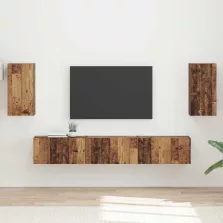   vidaXL TV szekrény garnitúra Falra szerelhető 5 pcs Öreg fa Faanyag