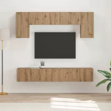   vidaXL TV szekrény garnitúra Falra szerelhető 4 pcs Fehér Faanyag