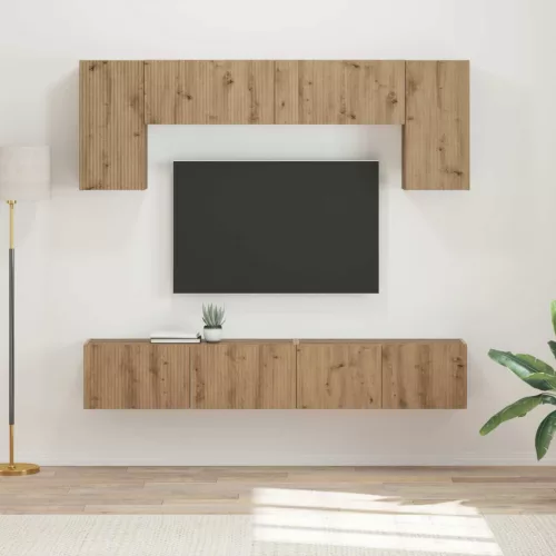 vidaXL TV szekrény garnitúra 4 pcs Füstölt tölgy Faanyag