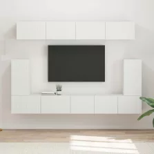   vidaXL TV szekrény garnitúra Falra szerelhető 5 pcs Fehér Faanyag