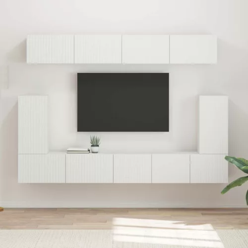 vidaXL TV szekrény garnitúra Falra szerelhető 5 pcs Fehér Faanyag
