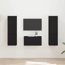 vidaXL TV szekrény garnitúra 5 pcs Fekete Faanyag