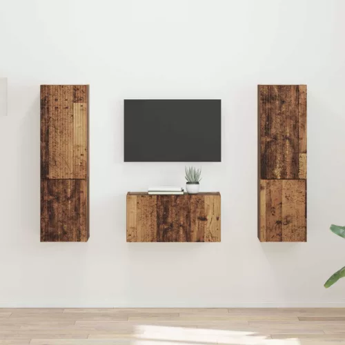 vidaXL TV szekrény garnitúra 5 pcs Öreg fa Faanyag
