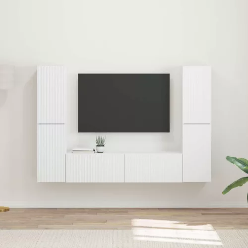 vidaXL TV szekrény garnitúra 6 pcs Fehér Faanyag