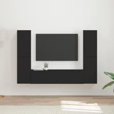 vidaXL TV szekrény garnitúra 6 pcs Fekete Faanyag