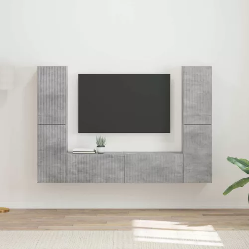 vidaXL TV szekrény garnitúra 6 pcs Beton Szürke Faanyag
