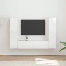   vidaXL TV szekrény garnitúra 6 pcs Magas Fényű Fehér Faanyag