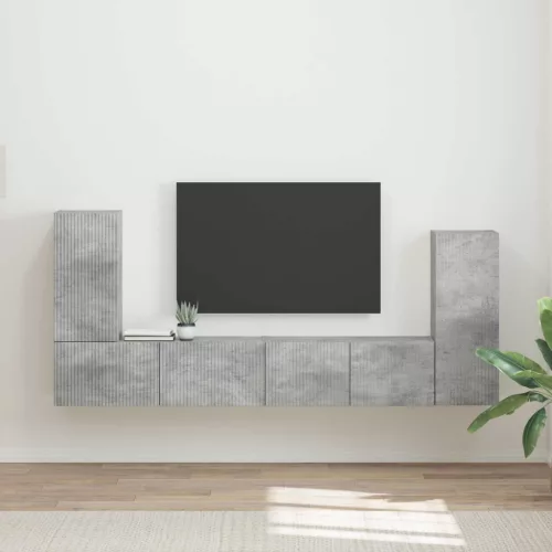 vidaXL TV szekrény garnitúra 4 pcs Beton Szürke Faanyag