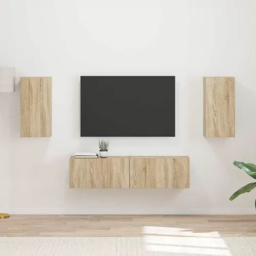 vidaXL TV szekrény garnitúra 4 pcs Sonoma tölgy Faanyag