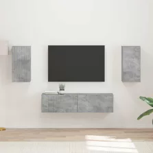 vidaXL TV szekrény garnitúra 4 pcs Beton Szürke Faanyag