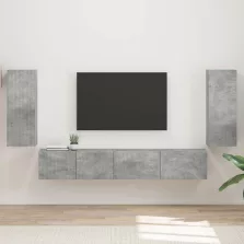 vidaXL TV szekrény garnitúra 4 pcs Beton Szürke Faanyag
