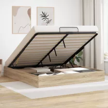   vidaXL Ottomán Ágykeret Sonoma tölgy 193 x 120 x 25 cm Faforgácslap