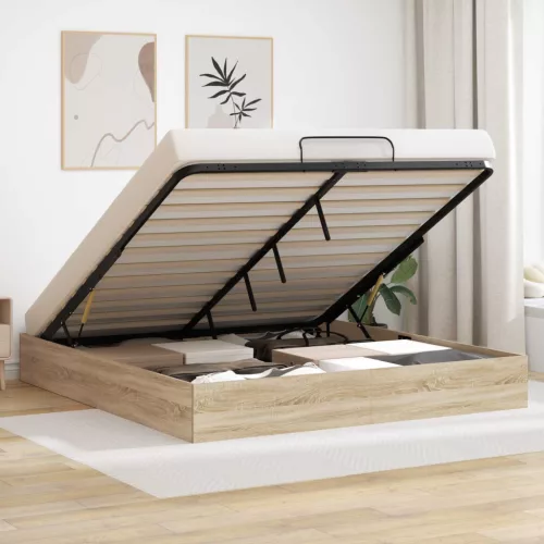 vidaXL Ottomán Ágykeret Sonoma tölgy 193 x 120 x 25 cm Faforgácslap