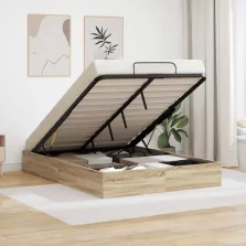   vidaXL Ottomán Ágykeret Sonoma tölgy 193 x 120 x 25 cm Faforgácslap