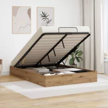   vidaXL Ottomán Ágykeret tárolóval Artisan tölgy 135 x 190 cm Faanyag