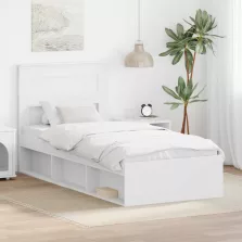   vidaXL Ágykeret fejtámlával tárolóval Fehér 75 x 190 cm Tömör fenyőfa