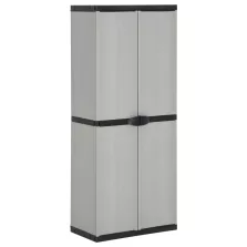   vidaXL szürke-fekete kerti tárolószekrény 3 polccal 68 x 40 x 168 cm