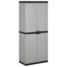   vidaXL szürke-fekete kerti tárolószekrény 3 polccal 68 x 40 x 168 cm
