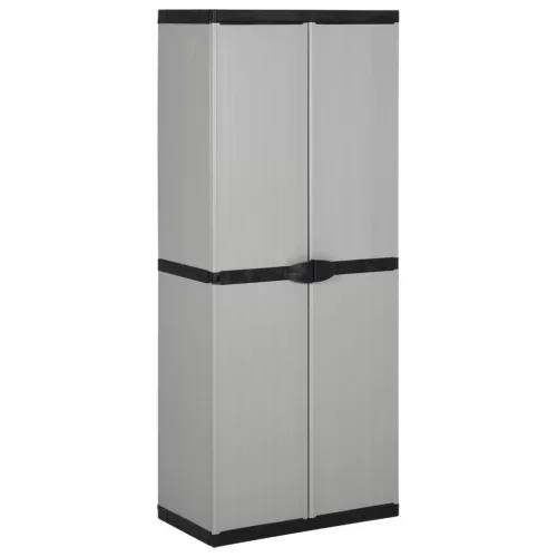 vidaXL szürke-fekete kerti tárolószekrény 3 polccal 68 x 40 x 168 cm