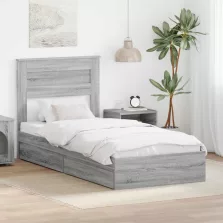   vidaXL Tárolós Ágy fejtámlával Szürke Sonoma 100 x 200 cm Faanyag