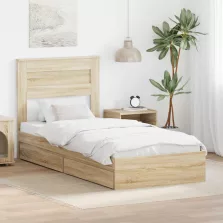   vidaXL Tárolós Ágy fejtámlával Sonoma tölgy 90 x 200 cm Faanyag