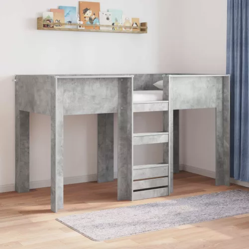 vidaXL Szükidő ágy tárolóval Beton Szürke 75 x 190 cm Faanyag