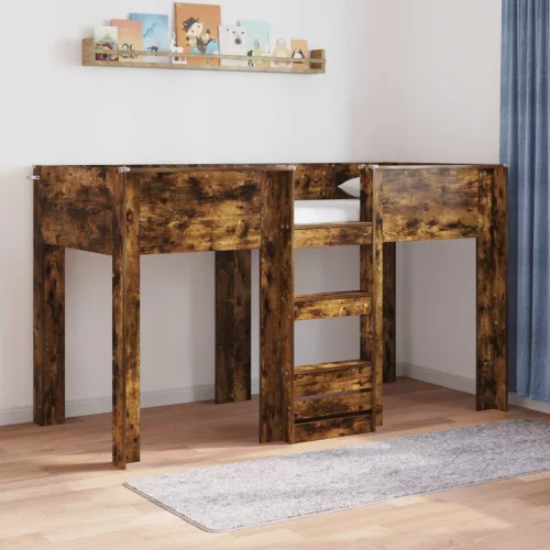 vidaXL Szükidő ágy tárolóval Füstölt tölgy 75 x 190 cm Faanyag