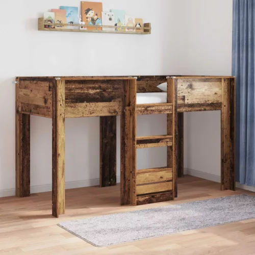 vidaXL Szükidő ágy tárolóval Öreg fa 75 x 190 cm Faanyag